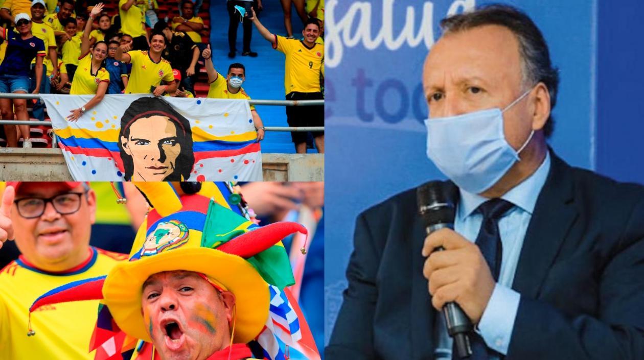 Hinchas en el Metropolitano y Viceministro Luis Moscoso.