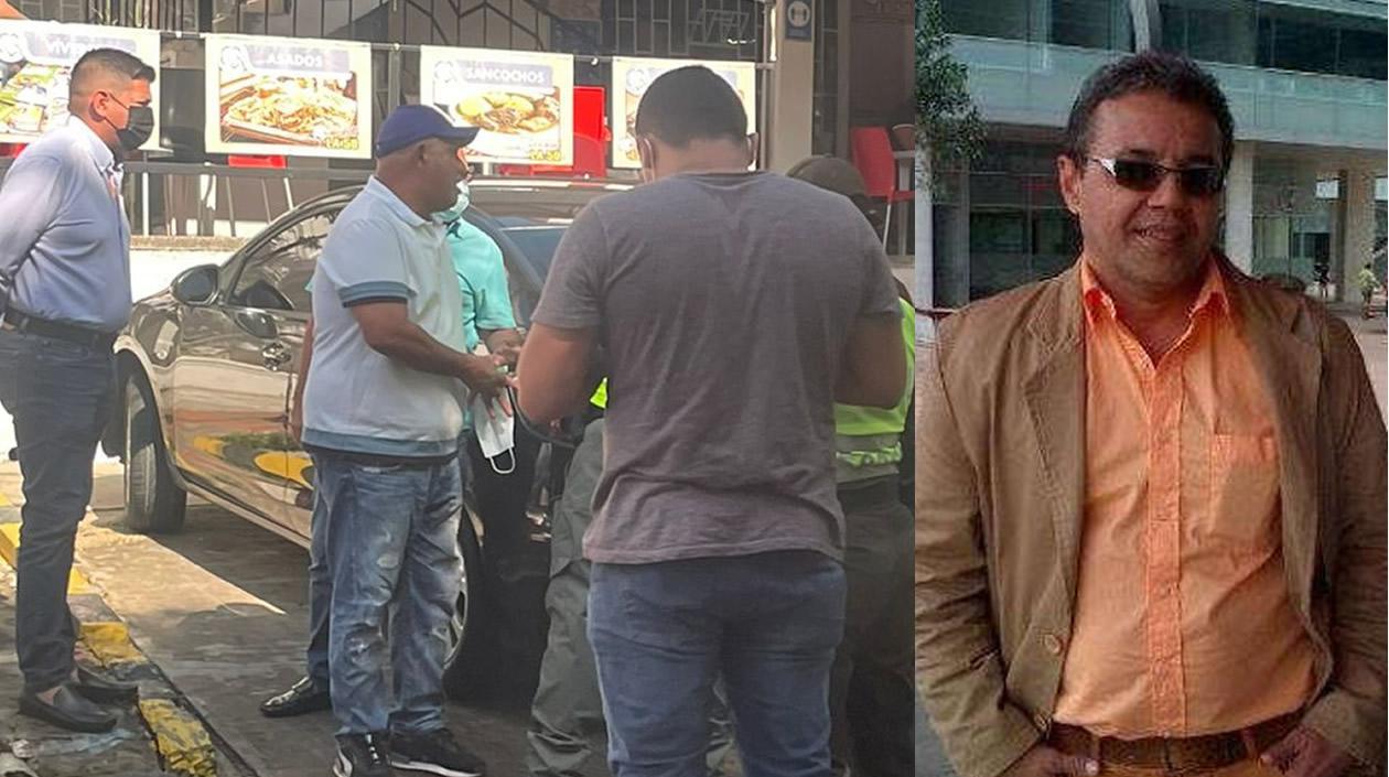 Teniente coronel (r) Javier Ahumada (gorra); capturado en Barranquilla; y el abogado Óscar Rodríguez, capturado en Montería. 