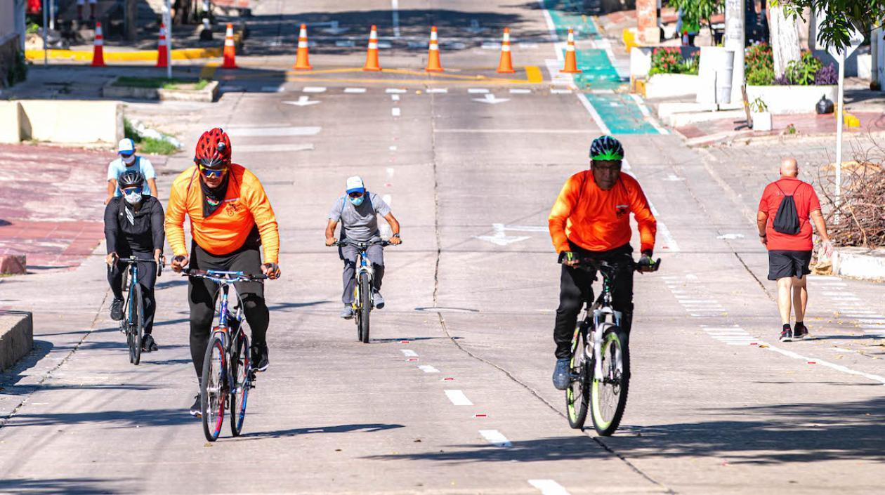 Aficionados a los ciclorrutas en Barranquilla. 
