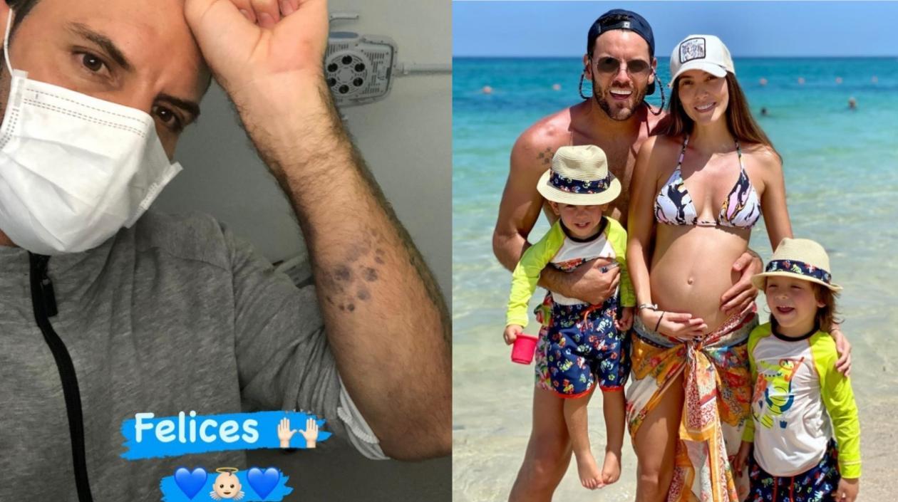 Sebastián Viera con su esposa e hijos. 