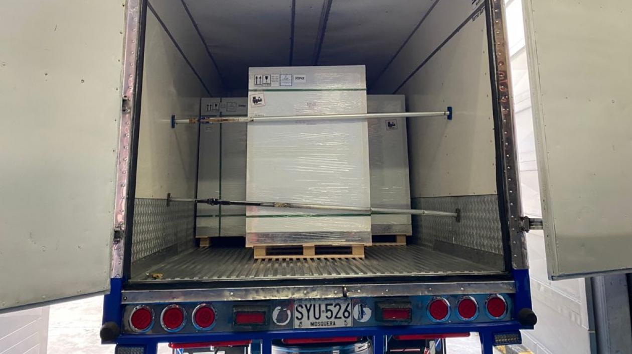Imagen de las vacunas que llegaron.