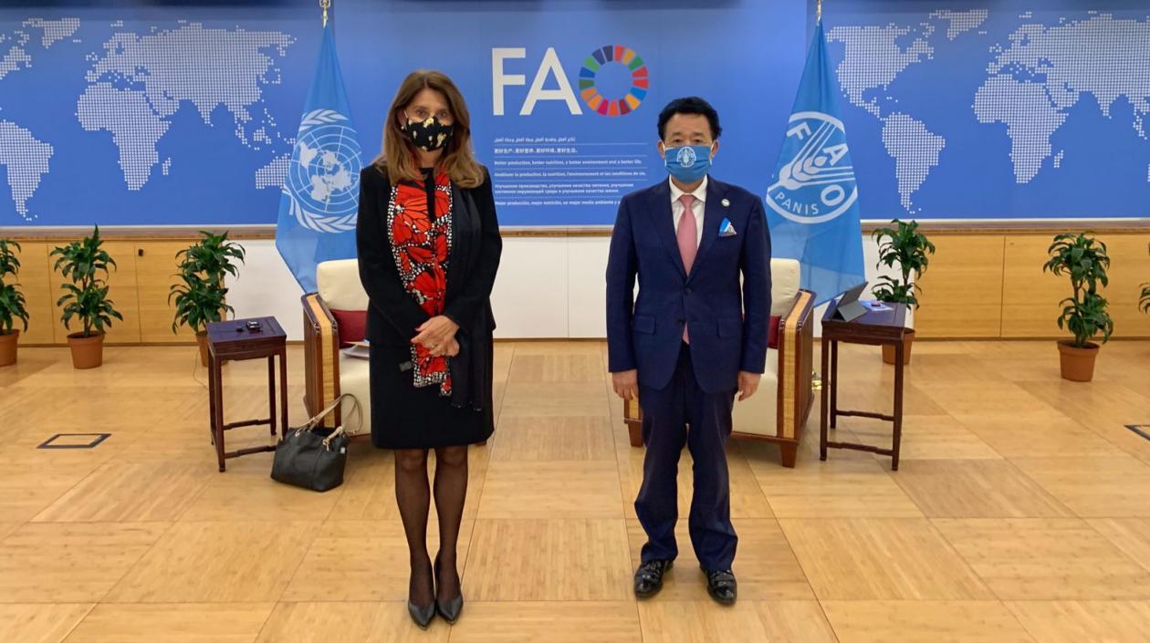 Martha Lucía Ramírez, vicepresidenta de Colombia, se reunió con  director de la FAO, Qu Dongyu. 