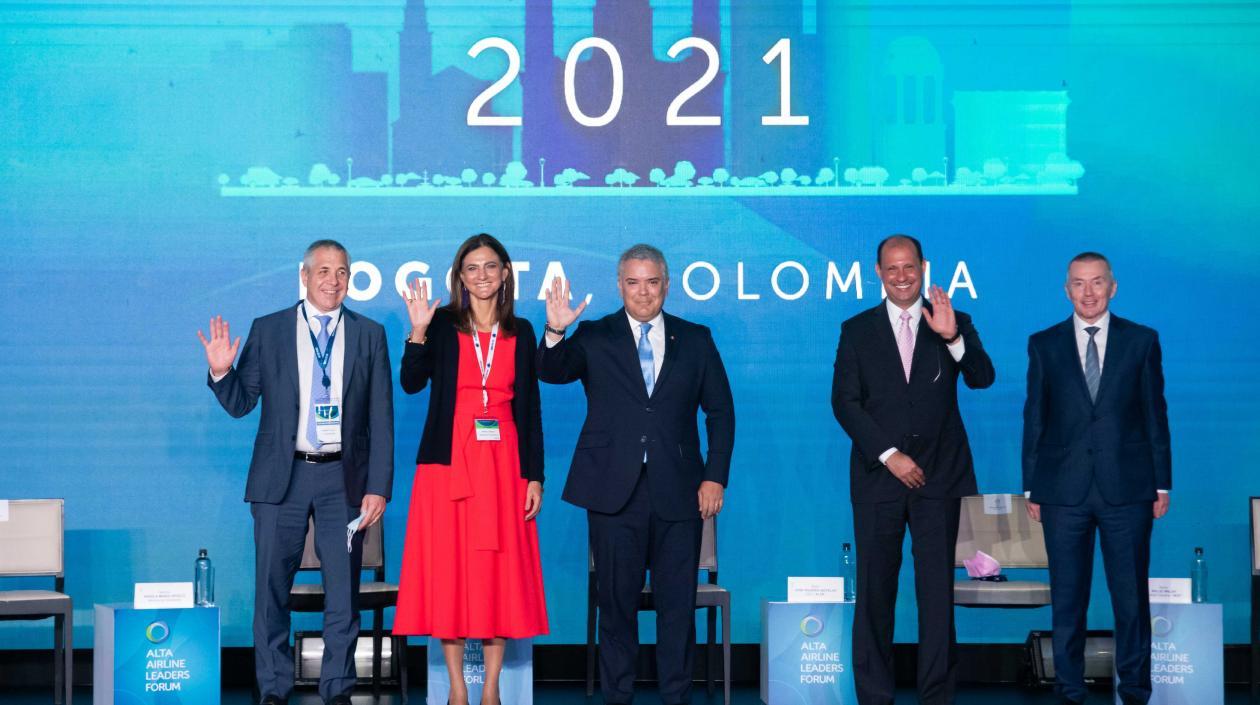 Iván Duque, en la reunión anual de Alta Airline Leaders Forum, que reúne a los principales ejecutivos del sector.