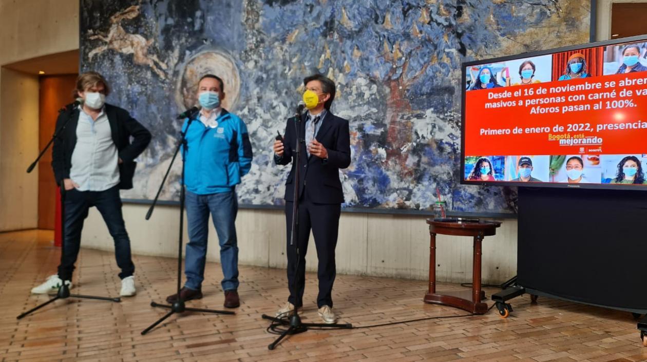 Alcaldesa de Bogotá y los secretarios de Cultura y Salud.