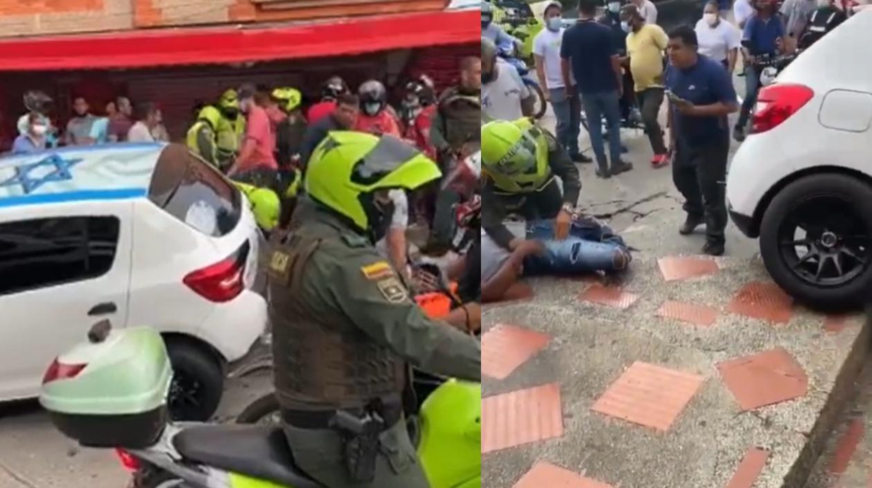 Lugar de los hechos en el que se observa a uno de los presuntos delincuentes.