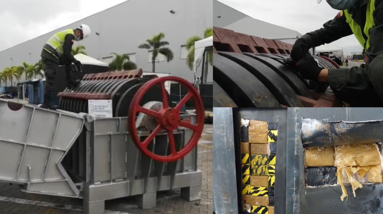 En Cartagena hallaron escondidos en una máquina 416 kilos de cocaína.