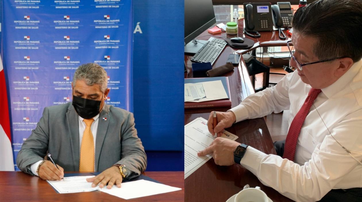 El ministro Luis Francisco Sucre y su homólogo Fernando Ruiz.