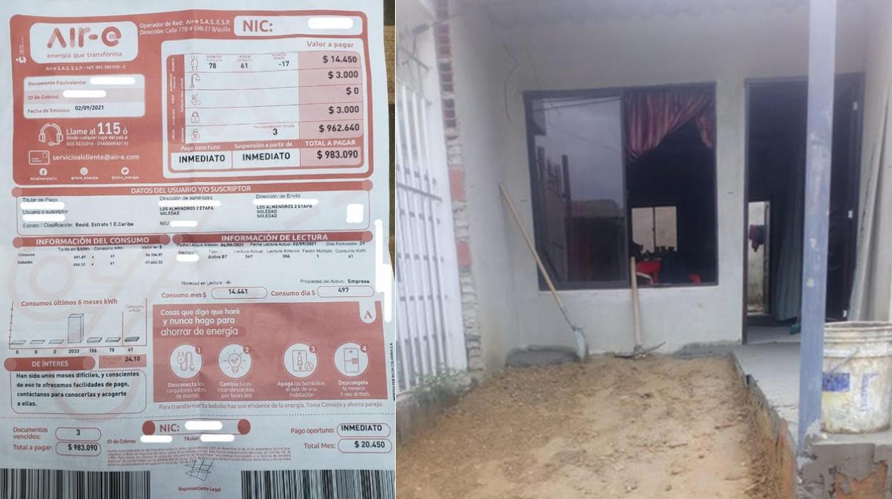 Recibo y casa de Elsa Castro (Foto tomada el 28 de octubre)