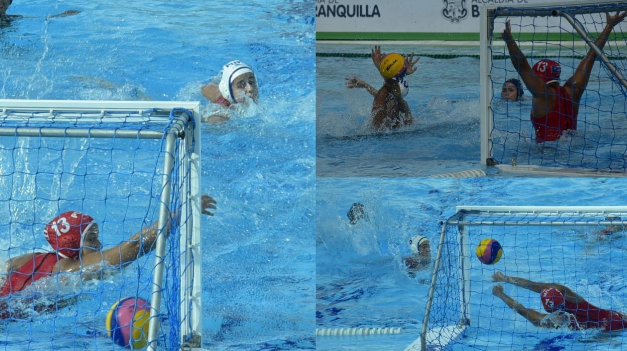 Susana Atehortua, jugadora más valiosa del partido, anota una de los goles definitivos de Colombia.