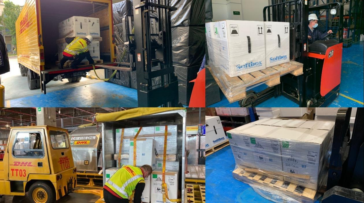 Llegada de vacunas Pfizer contra el Covid-19 a la bodega de Mineducación.