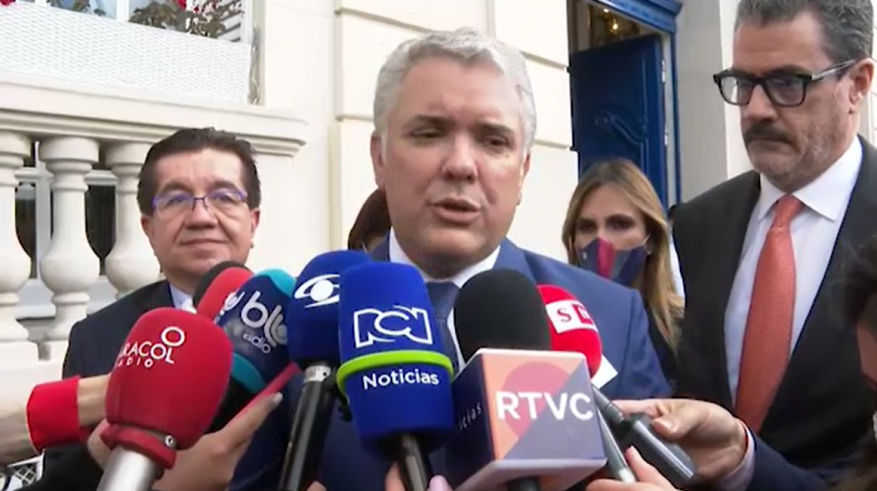 Presidente Duque en declaraciones en Francia.