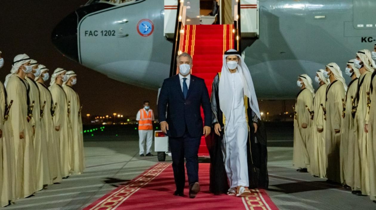 Presidente Duque a su llegada a Emiratos Àrabes Unidos.