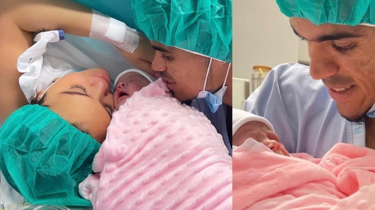 Luis Díaz con su esposa e hija.