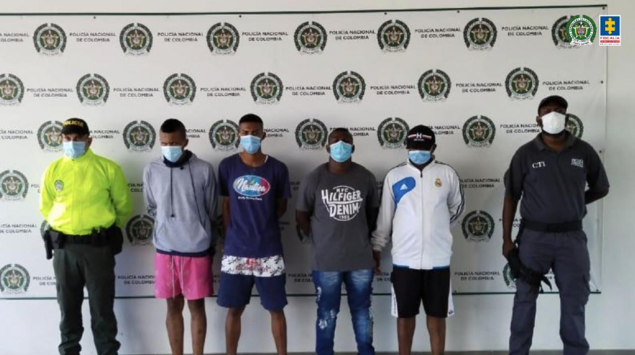 Los cuatro procesados por el doble crimen de los policías. 