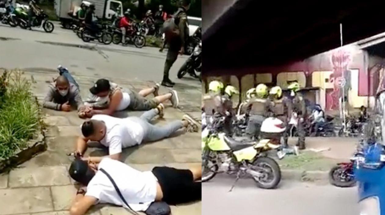 Los capturados tras el asalto a la fundidora de oro. 