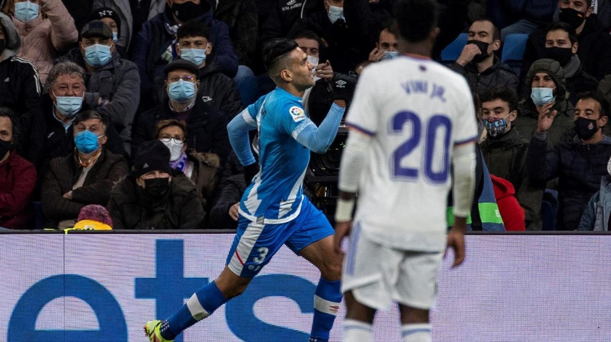 Falcao García celebra un gol con el Rayo Vallecano. 