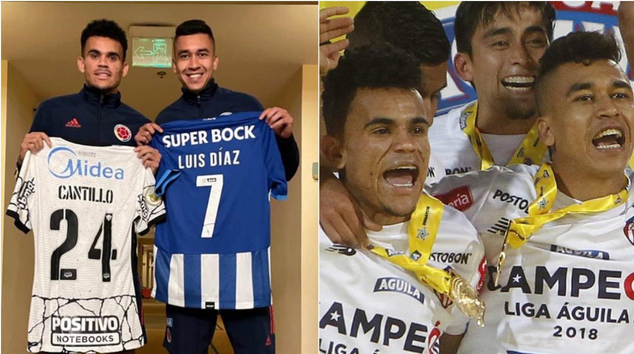 Luis Díaz y Víctor cantillo intercambian camisetas. 