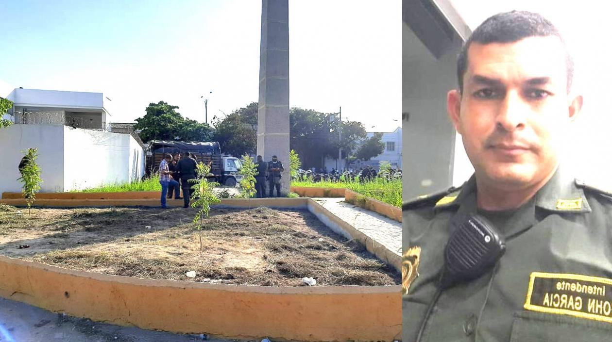 Lugar de los hechos y el Intendente Jhon García Meza.