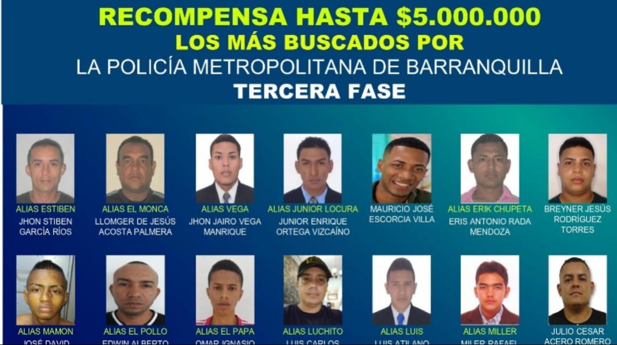 Cartel de los más buscados. 