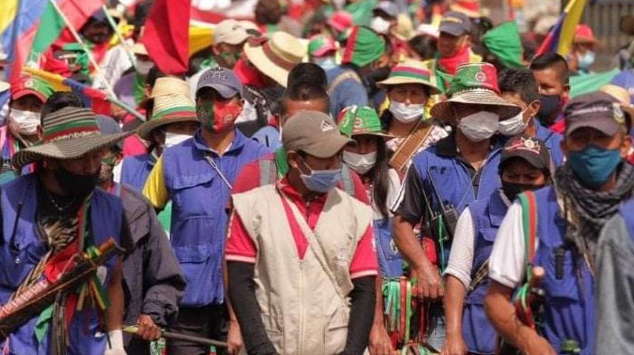 Minga Indígena en una manifestación anterior.