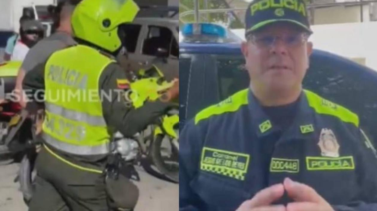 Dueño del gimnasio detenido y el coronel Jesús De Los Reyes, comandante de la Policía de Santa Marta.