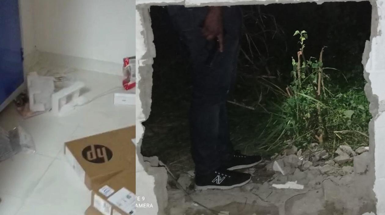 Imágenes del robo y del hueco que hicieron.