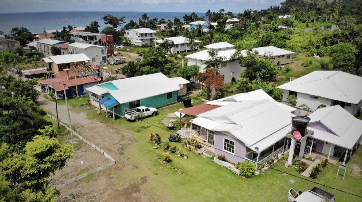 Imagen de algunas casas reconstruidas.