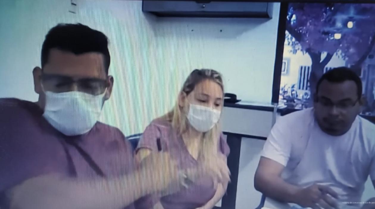 Los imputados cuando estaban en la audiencias virtuales. 