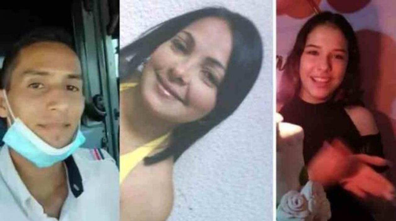 Los rostros de las tres víctimas en el accidente. 