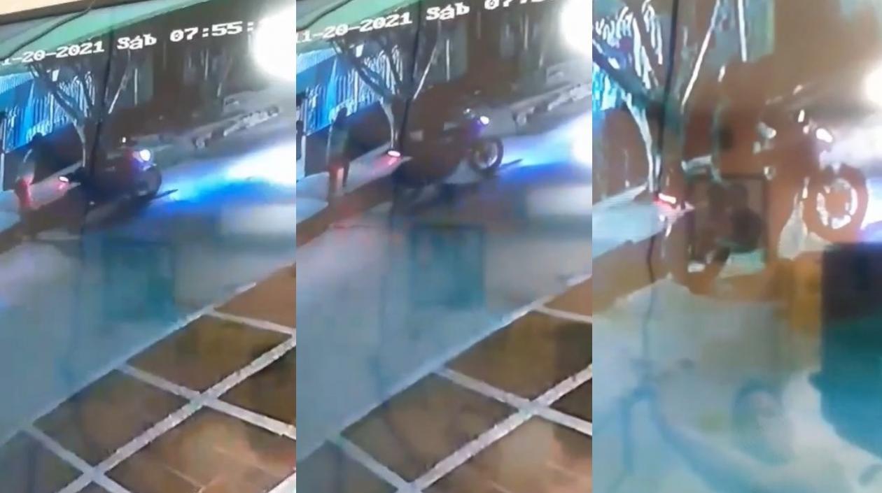 Momento del atraco en San Isidro. 