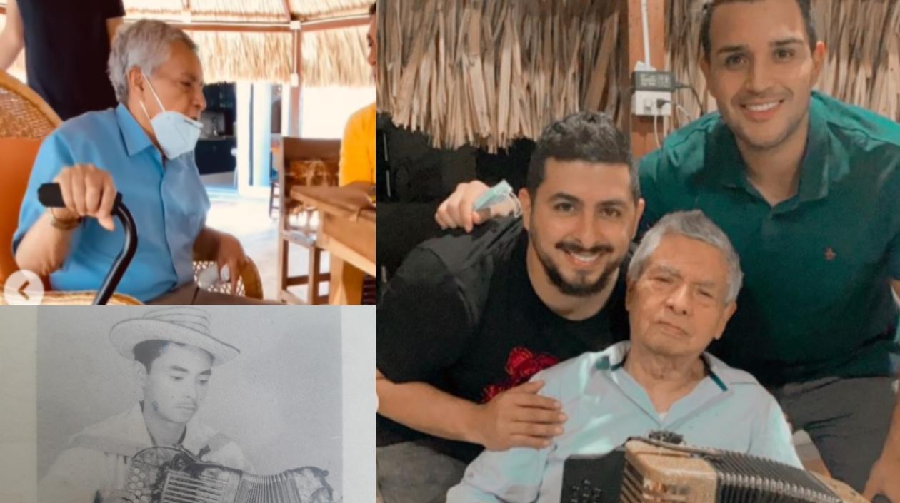 Luis Campillo acompañado de dos de sus nietos, en sus últimos días.