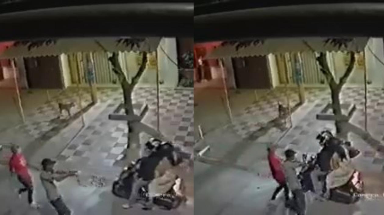 Momento del atraco en Santo Tomás. 