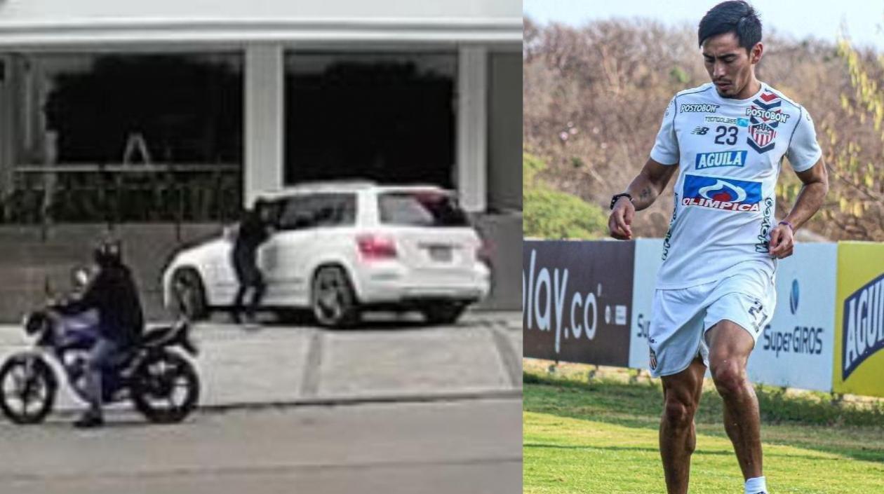 Momento del atraco y Fabián Sambueza.