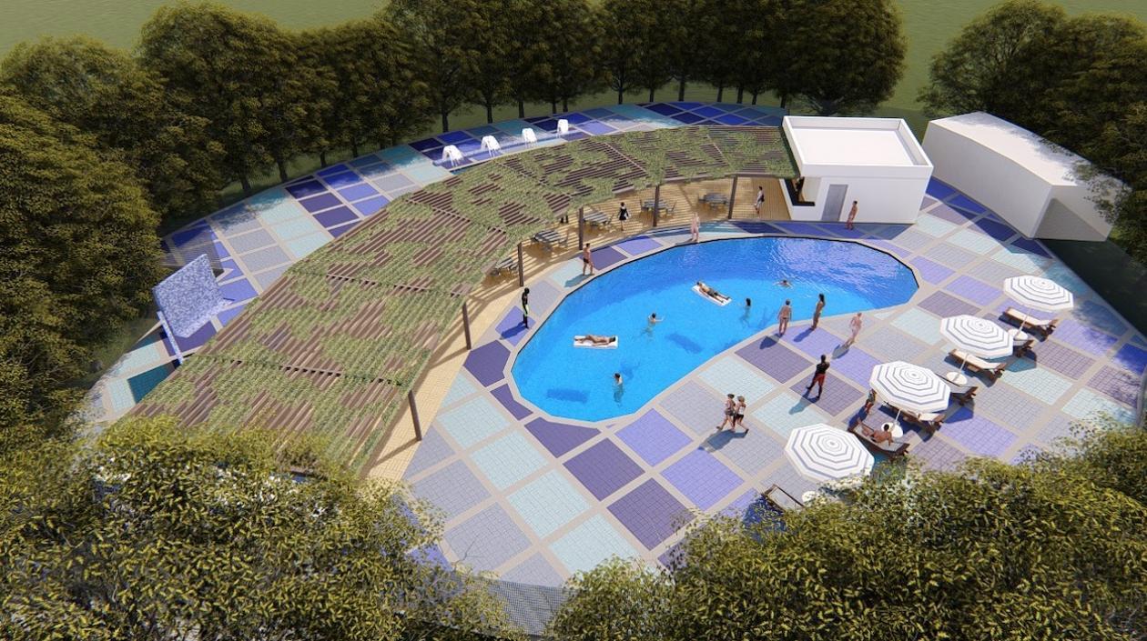 Área de piscinas del parque lineal.