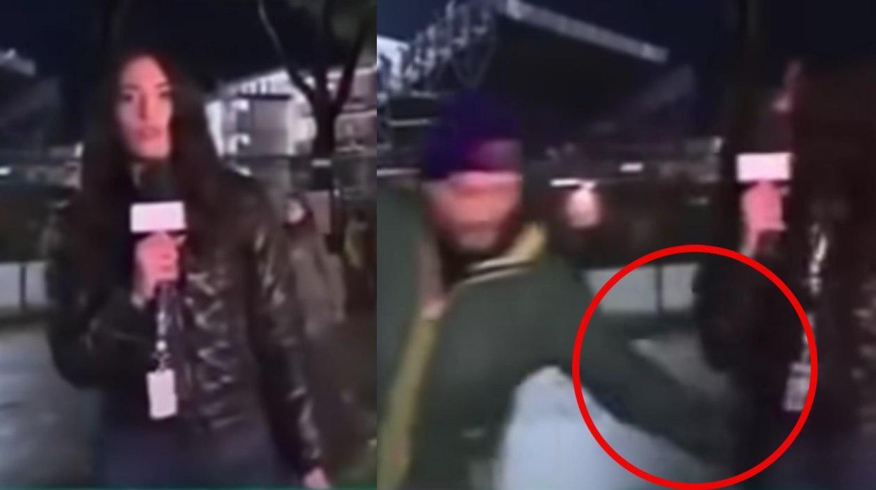 Momento en que le tocan el trasero a Greta Beccaglia.