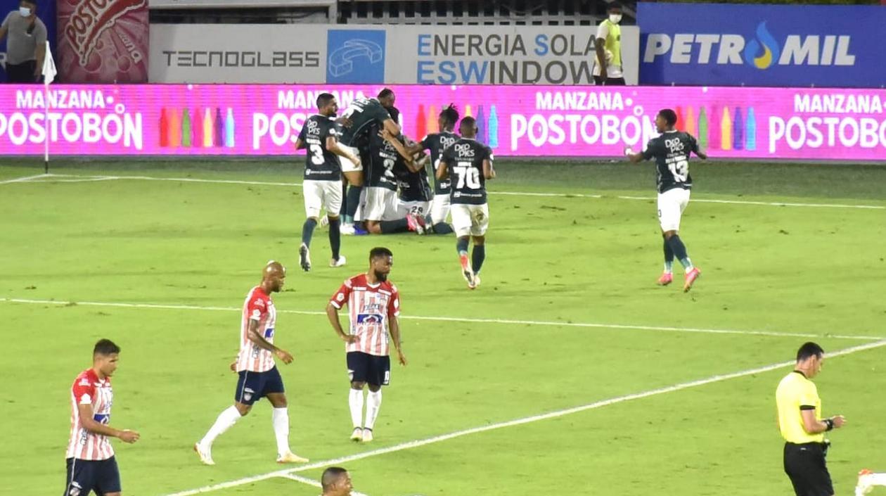Celebración caleña del gol de Jorge Marsiglia.