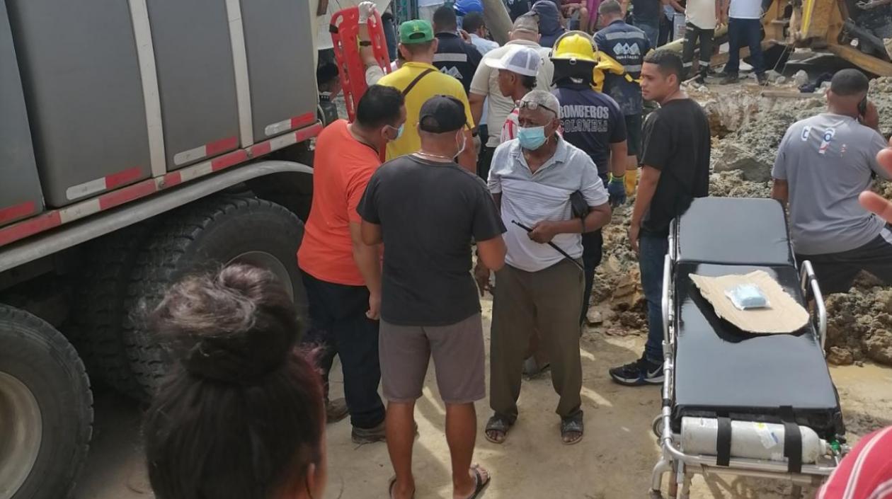 Lugar de donde fue rescatado el obrero. 