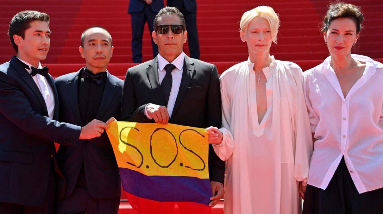 Juan Pablo Urrego, Apichatpong Weerasethakul, Elkin Diaz, Tilda Swinton y Jeanne Balibar. 