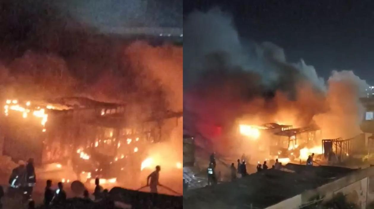 Incendio en parqueadero. 