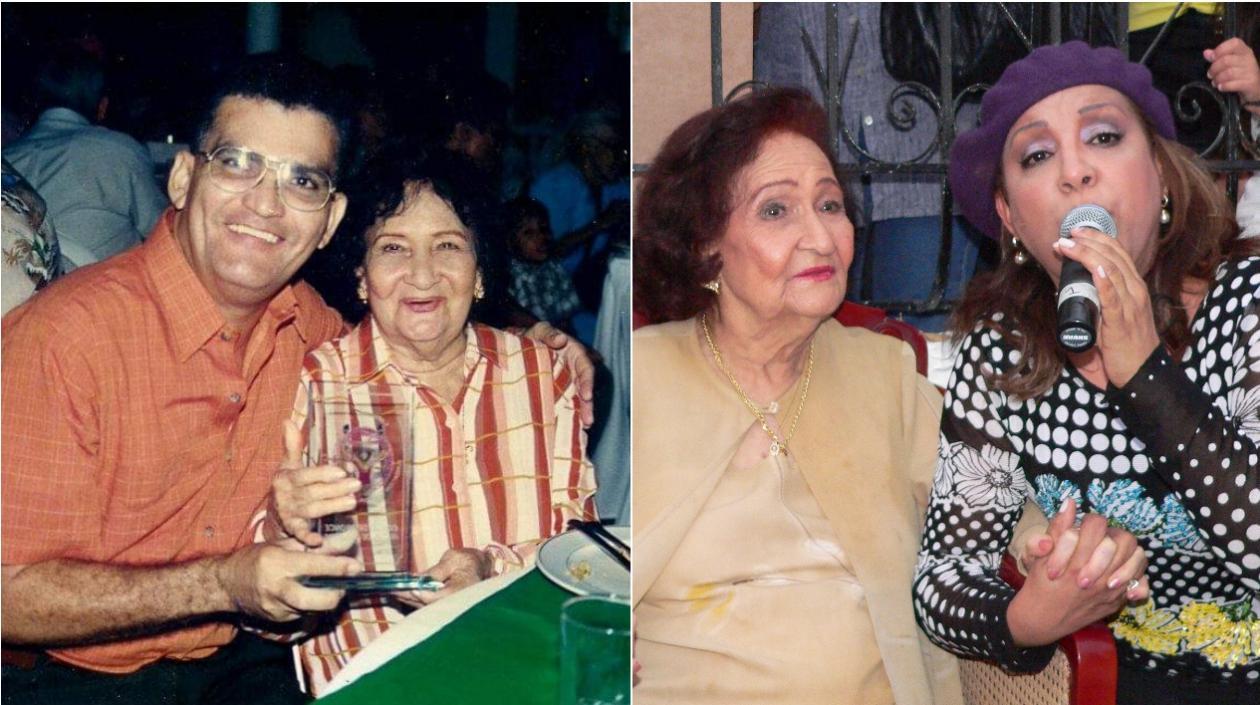 Eduardo Jinete, a la izquierda con la compositora Esthercita Forero. A derecha, Milly Quezada.