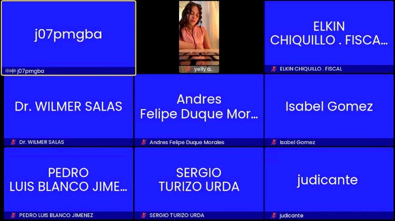 Yelly Andrea Ospina Prieto durante la audiencia virtual este lunes. 