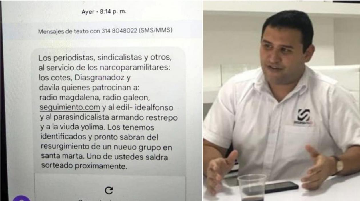 Mensaje de texto amenazantes en que se menciona a Polo Díazgranados, director de Seguimiento.