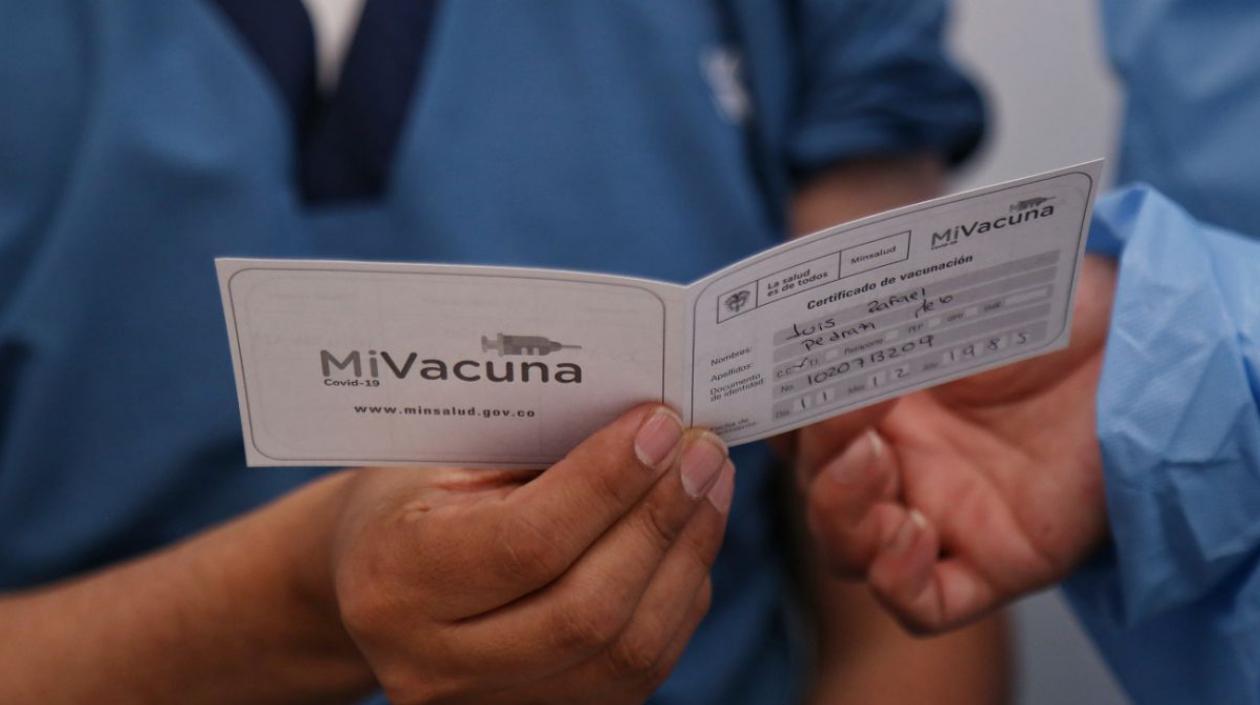 Certificado de vacunación. 