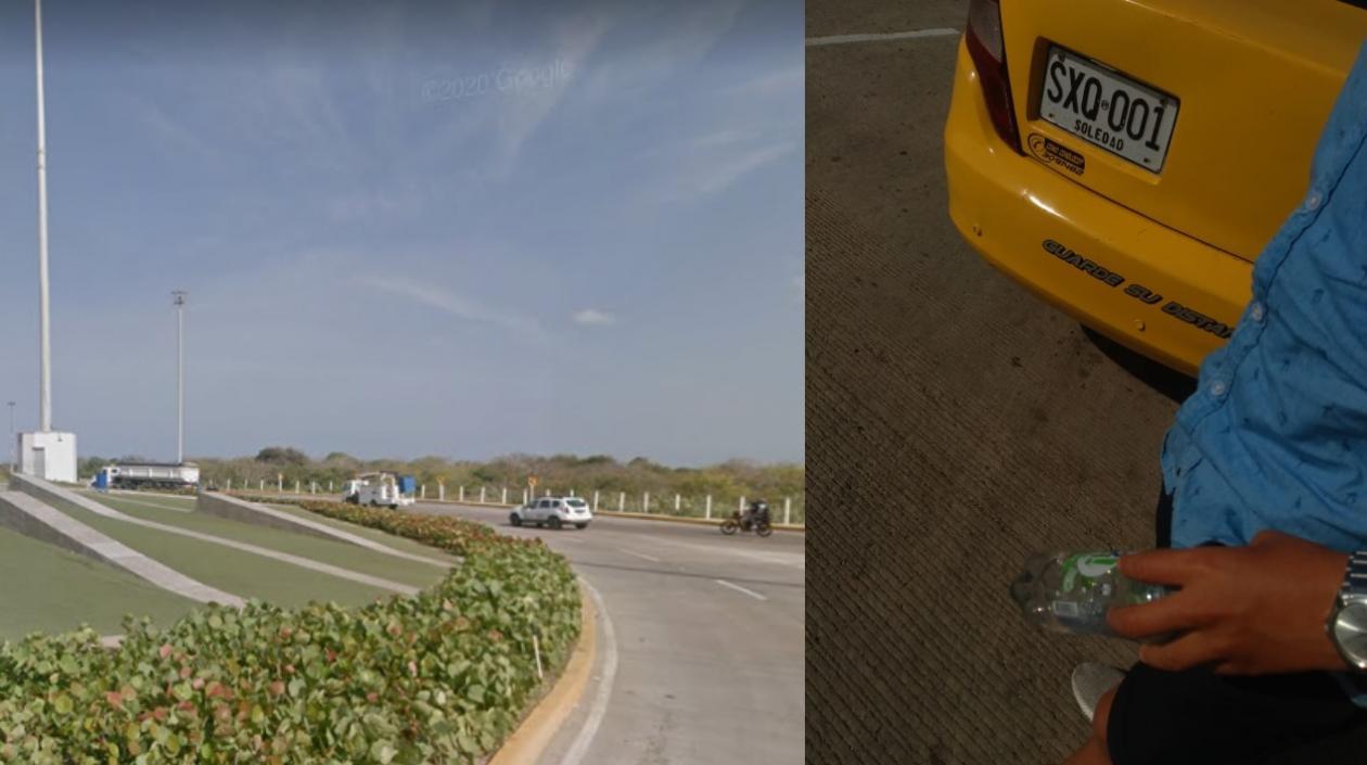 Placa del taxi implicado en el robo en inmediaciones de la rotonda de la Ventana al Mundo. 