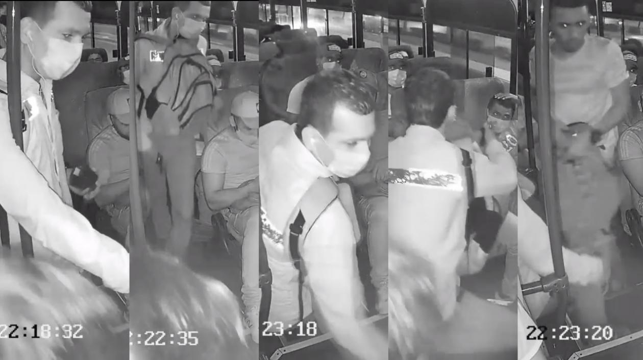 Imágenes de dos de los delincuentes y del atraco.