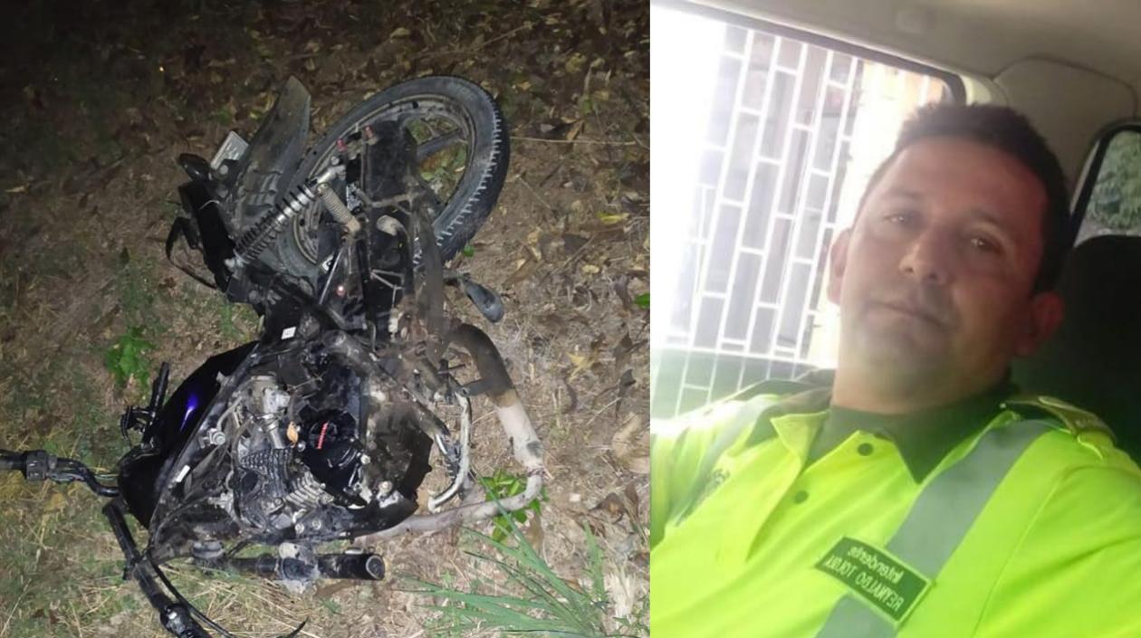 El pensionado de la Policía Reynaldo Toloza Zapata se movilizaba en esta motocicleta cuando ocurrió el accidente. 