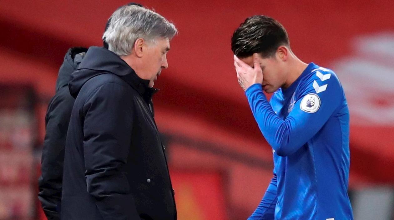 Carlo Ancelotti y James Rodríguez. 