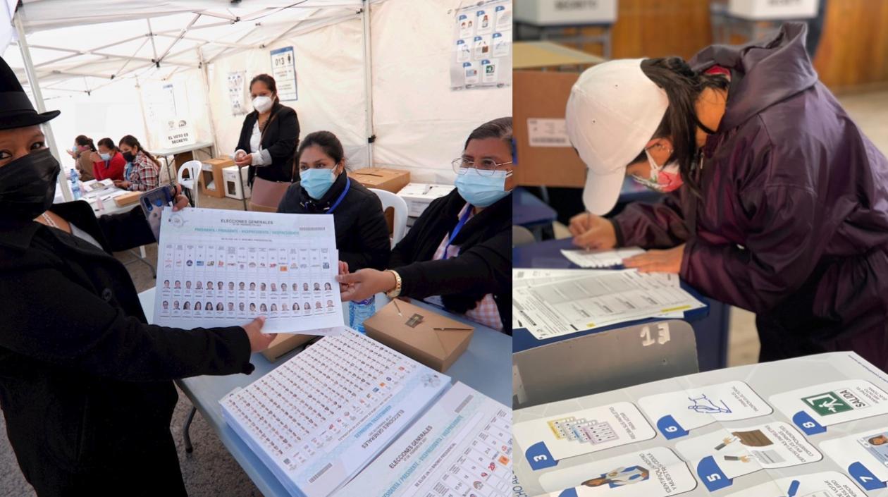 Dos votantes ecuatorianos, uno residente en España y otro en Ecuador votan en la elección presidencial. 