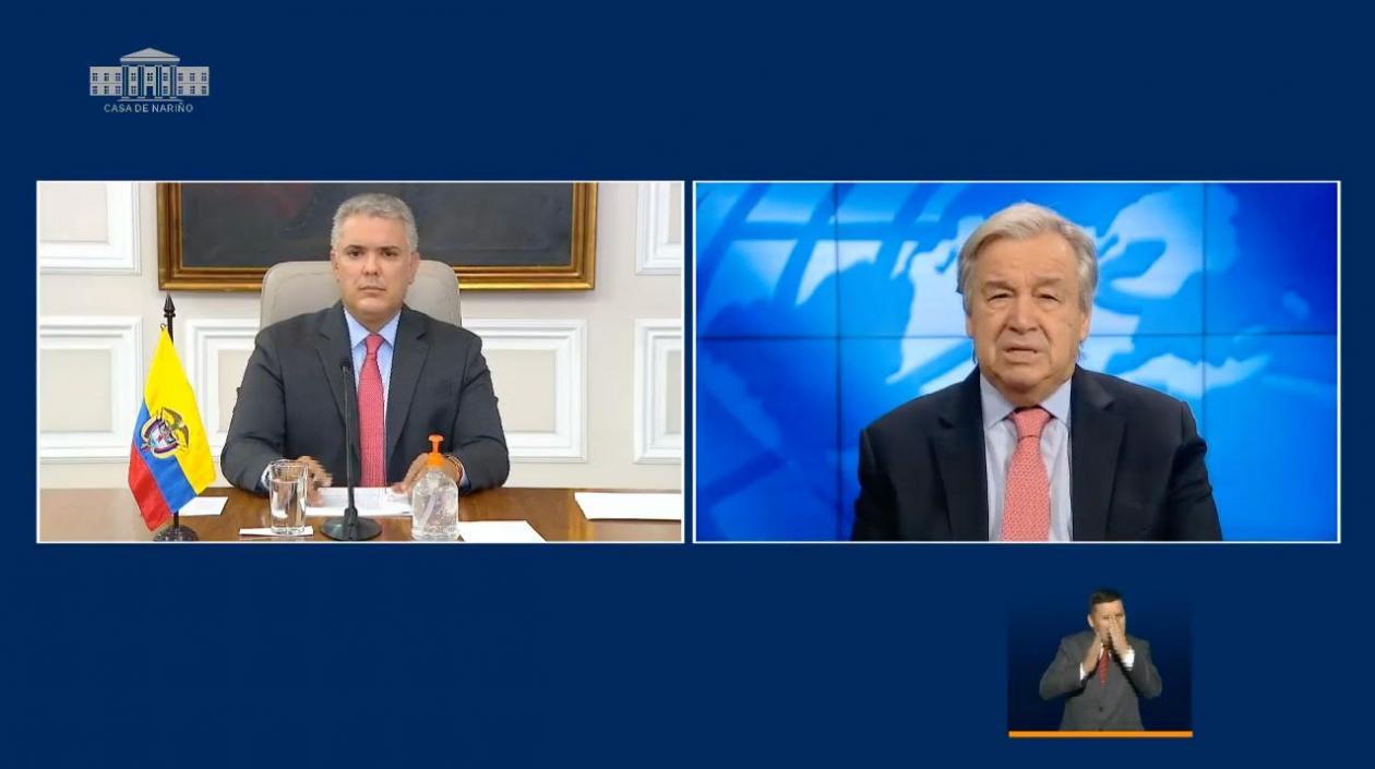 Iván Duque y António Guterres.