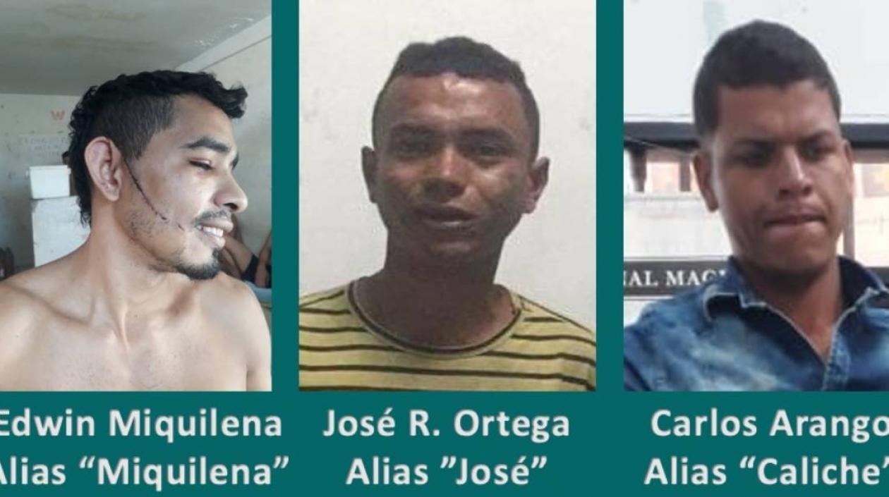 Los tres reclusos que se fugaron. Alias 'Caliche' se entregó posteriormente. 
